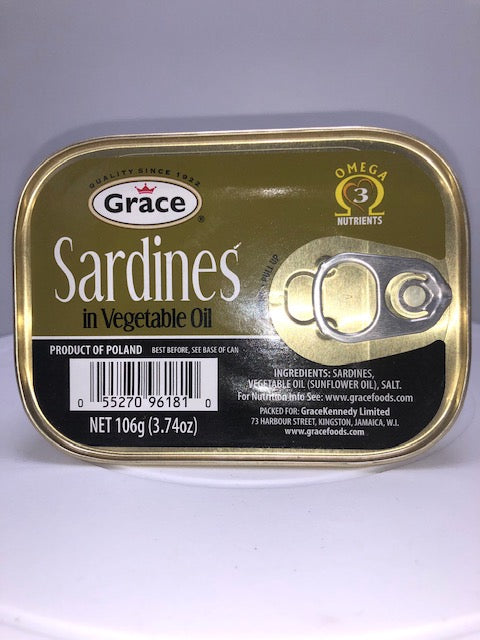 GRACE SARDINES IN VEGETABLE OIL 106 G