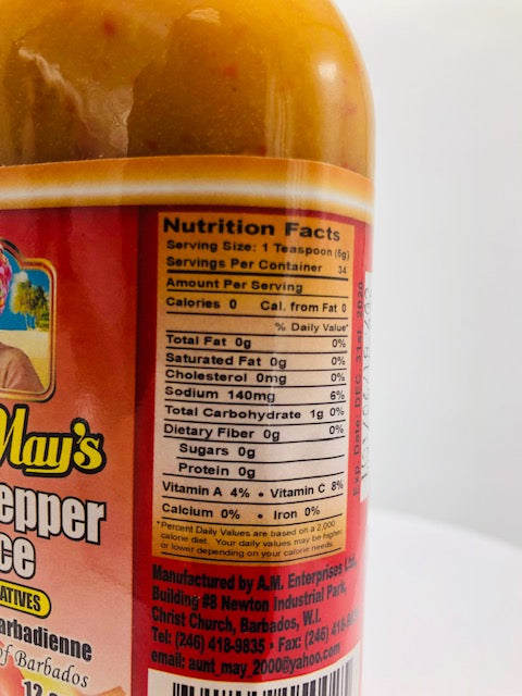 AUNT MAY BAJAN PEPPER SAUCE 12 OZ