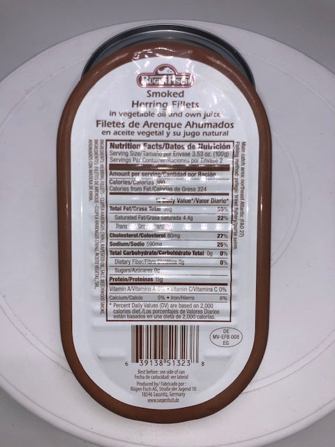 RUGENFISCH SMOKED HERRING FILLETS 190 G